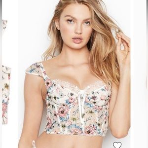 Victorias Secret Unlined Floral Corset Bustier in Coconut Floral